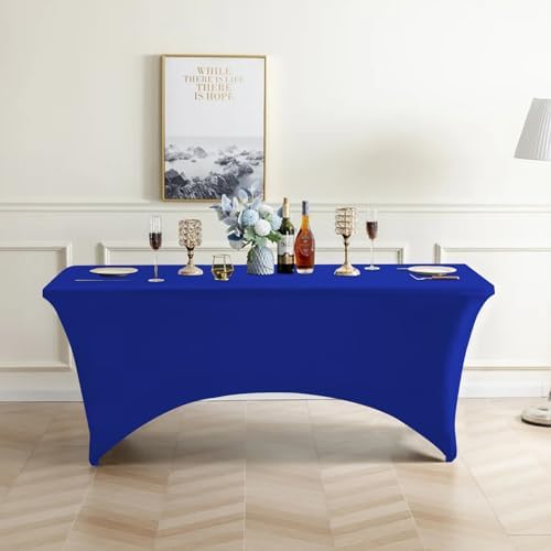 Eurmax USA 2-Pack Rectangular Fitted Spandex Table Covers 4ft Tablecloth Wedding Event Patio Table Decorations Stretch Table Cover for 4ft Folding Table (Blue) - Image 6