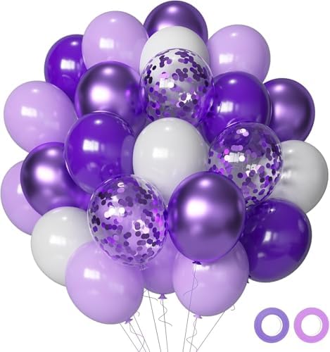 Purple Balloons 50pcs 12 Inch Light Pastel Dark Metallic Purple Balloons by Aiwolf