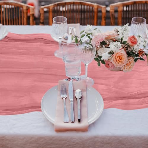 12 Pack Cheesecloth Table Runner, Runner Gauze Boho Wedding Decor Romantic Table Runner for Wedding Birthday Party(35" x 118")(Pink) - Image 6