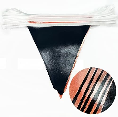 Black Rose Gold Party Decorations Triangle Pennant Banner Flag Rose Gold Black Metallic Fabric Bunting Garland for Graduation Birthday Wedding Engagement Bachelorette Celebration Hen Party Supplies - Image 3
