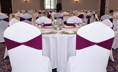 MDS Pack of 25 Spandex Chair Sashes Without Slider Buckles – Eggplant - Image 6