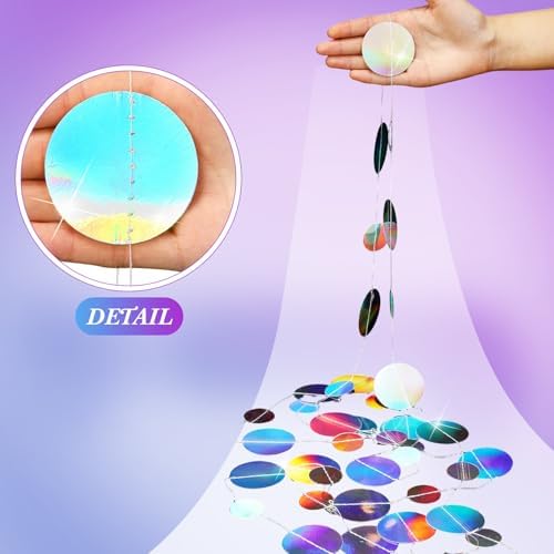 Outus 10 Pieces Laser Silver Round Dots Garland Party Hanging Decor - Image 3