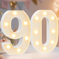 Pooqla Decorative LED Light Up Number Letters, White Plastic Marquee Number Lights Sign for 90th Birthday Party Wedding Decor, Battery Operated by Pooqla