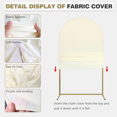 Arch Backdrop Stand and Cover Set, 3 Metal Balloon Arch Backdrop 4ft 5ft 6ft, Gold Arched Stand Frame for Wedding, Parties,Birthday, Backdrop Decorations (Beige,4ft+5ft+6ft) - Image 4