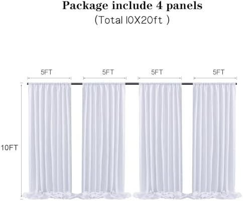 20 ft x 10 ft Thick White Backdrop Curtain for Wedding Parties, 4 Panels White Polyester Wedding Backdrop Drapes for Party Birthday Backdrop Photography Home Decorations - Image 5