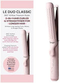 L'ANGE HAIR Le Duo Grande 360° Airflow Styler | Curl & Straighten with One Tool | 5.3" Snag-Free Titanium Plates | Cooling Air Vents to Set Curls | Adjustable Temp & Auto Shut-Off | Blush by LANGEHAIR