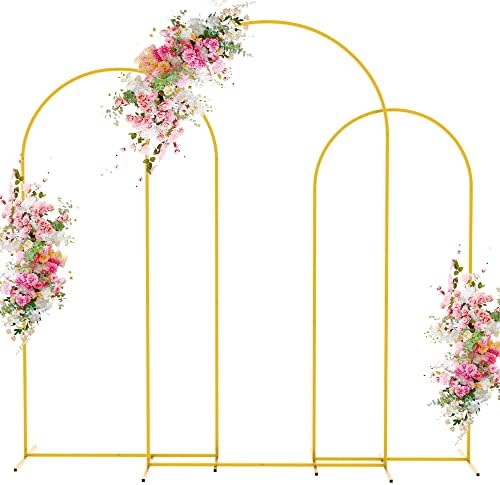 Wokceer Wedding Arch Backdrop Stand 7.2FT,6.6FT,6FT Gold Metal Arch Stand by Wokceer