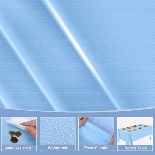 NatNarr 6 Pcs Light Blue Tablecloth, Scalloped Baby Blue Table Cloths - Image 3