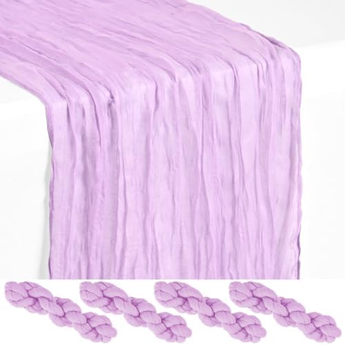 4 Pack Lilac Purple Cheesecloth Table Runner 17x108 Inches Boho Home Decor by Showgeous