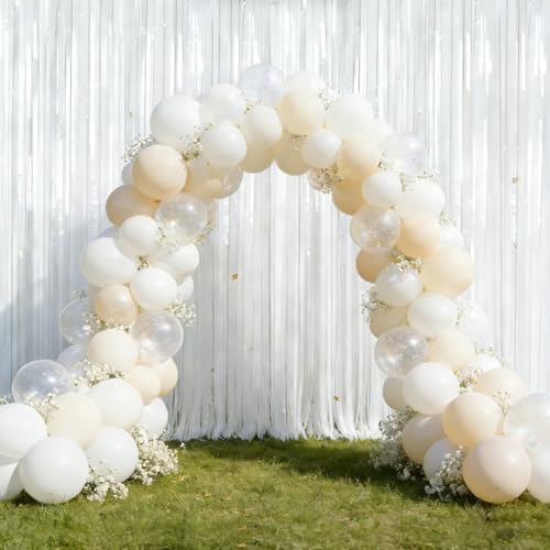 4 Packs White Foil Fringe Curtain, White Glitter Metallic Tinsel Backdrop for Birthday Wedding Baby Shower Bachelorette Graduation Christmas Halloween Party Decorations Supplies - Image 2