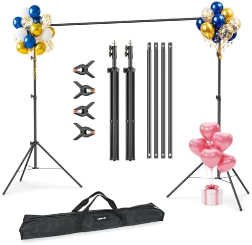 LINCO Lincostore Backdrop Support Stand Kit 10x7.1ft Adjustable Photography Studio Photo Background Support System with Carrying Bag for Green Screen Muslin, 4173-U (10ft Wide 7.1ft high) by LINCO