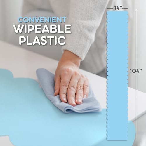 Light Blue Scallop Table Runner, Disposable Plastic, 5 Pack, 14x108in - Image 6