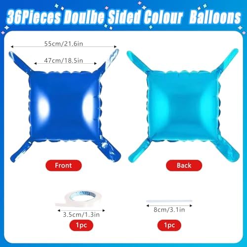 36 Pcs Navy Blue Double Sided Square Foil Balloon Wall Backdrop Metallic Winter Wonderland Balloons Backdrop Tunnel Arch Kit Mylar Square Balloons for Winter Birthday Party Decorations - Image 3