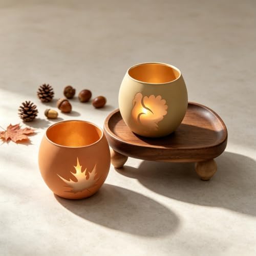 Thanksgiving Votive Candle Holder Set of 6 for Fall Table Centerpiece Decor - Image 5