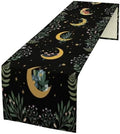 Moon Floral Table Runner Magic Moon Moonlit Flowers Stars Wildflower Botanical Natural Dinner Runner for Farmhouse Kitchen Dining Table Holiday Party Decoration 13"x108" by SHElifestyle