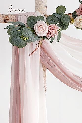 Floroom Wedding Arch Draping Fabric 3 Panels 20Ft Chiffon Fabric Drapes Arbor Drapery Wedding Ceremony Reception Swag Decorations (Dusty Rose +Blush +White) - Image 5