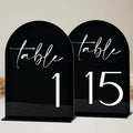 Black Arch Acrylic Table Numbers with Stands 1-15, 5x7" Black Arched Acrylic Sign and Base, Arch Table Numbers for Wedding Reception by Unknown