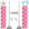 DECOJOY Balloon Column Stand Set of 2, Adjustable 7 Feet Ballon Arch Stands with Bases for Floor, Tall Baloon Tower Pillar Assembly Kit for Halloween, Birthday, Party Decorations by Decojoy