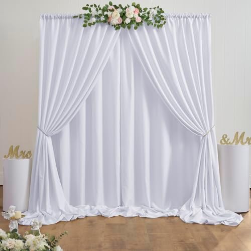 40 ft x 10 ft Thick White Backdrop Curtain for Wedding Parties, 8 Panels White Polyester Wedding Backdrop Drapes for Party Birthday Backdrop Photography Home Decorations - Image 2