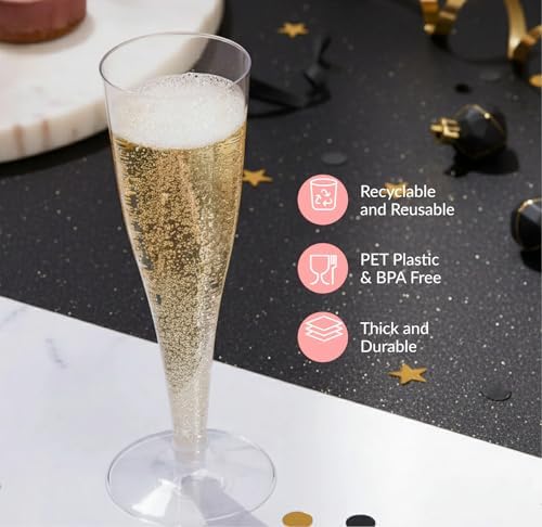 Prestee Disposable Champagne Flutes, 4.5 oz Plastic Champagne Glasses - Image 5
