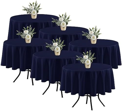 Fitable 6 Pack Navy Tablecloths 70 Inch Round for 36"-48" Tables by Fitable