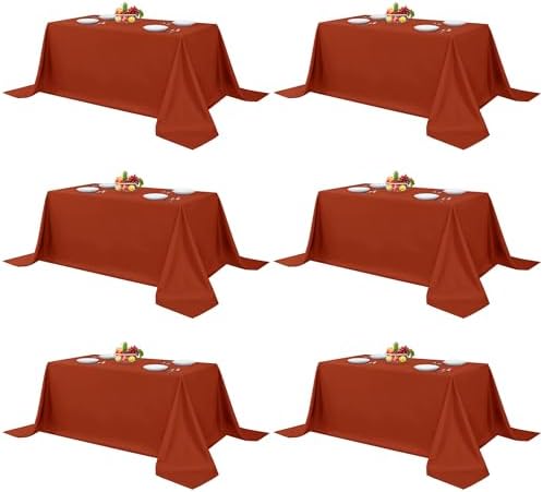 Fitable 6 Pack Rust Tablecloths 90x156 Inch for 8 Foot Rectangle Tables by Fitable