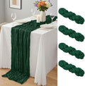 4 Pack Pack Dark Green Cheesecloth Table Runner 10Ft, Christmas Table Runner 21.5 X 120 inch, Semi Sheer Cheese Cloth Fabric Boho Table Runner Bulk for Christmas Decorations,Bridal Shower,Wedding by Yemosa