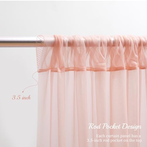 10x10ft Peach Tulle Backdrop Curtain with Lights String for Parites, Sheer Photo Backdrop Curtains for Wedding Baby Shower Birthday Party Photo Shoot Background Decorations - Image 6