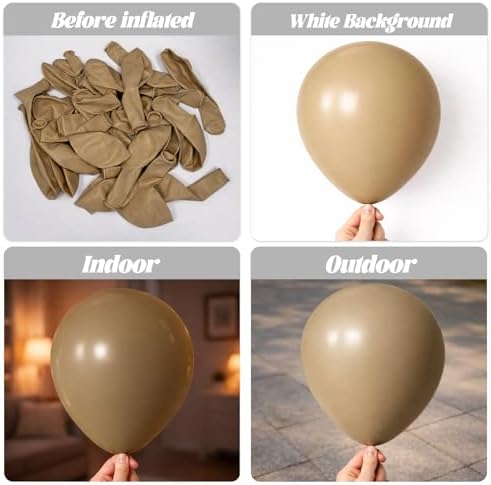 Voircoloria 105pcs Khaki Party Latex Balloons, 12inch - Image 3