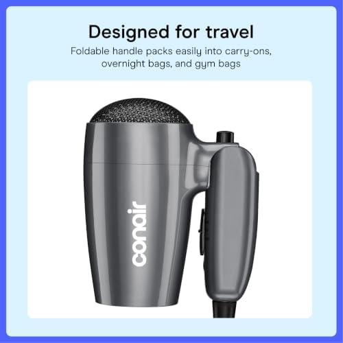 Conair Travel Hair Dryer, Dual-Voltage Compatibility, Folding Handle, 1875W - Image 3