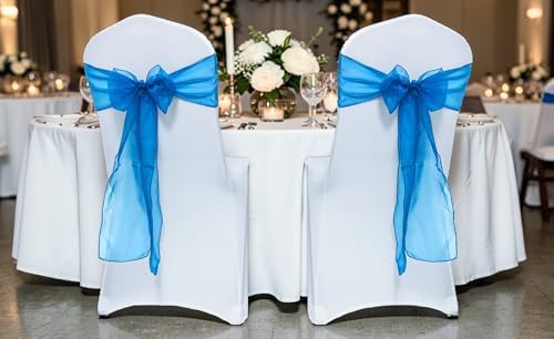 MDS Pack of 10 Organza Chair Sashes for Wedding & Event Décor – Dark Teal - Image 2