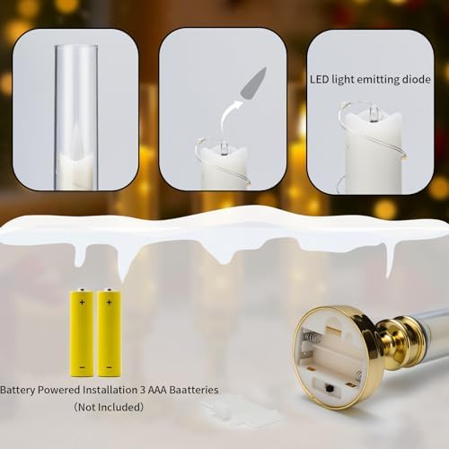 6PCS Flameless LED Candles with Timer, Flickering Battery Operated Candles with Embedded Star String Lights, Romantic Decorative Candles Table Decor for Home Wedding Room Christmas Decorations - Image 4