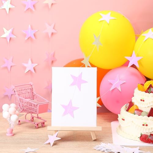 Patelai 130 ft Star Garland Banner Decor,Iridescent Pink - Image 4