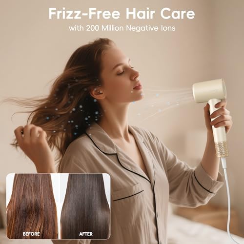 Hair Dryer, TurboLux Ionic 200 Million Negative Ions Fast Drying High Speed Hairdryer with Diffuser, Lightweight, Low Noise 1500W Hair Diffuser Dryer with 110000 RPM Brushless Motor (Cream) - Image 4