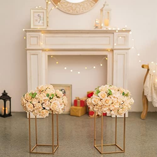 Sziqiqi Gold Geometric Column Flower Stand Wedding Centerpieces, 2Pcs - Image 3