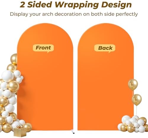 7.2 ft Arch Backdrop Cover Orange - Double-Sided Spandex Arch Covers Stretchy Backdrop for Balloon Arches Birthday Party Baby Shower Banquet Wedding Photo Background - Image 3
