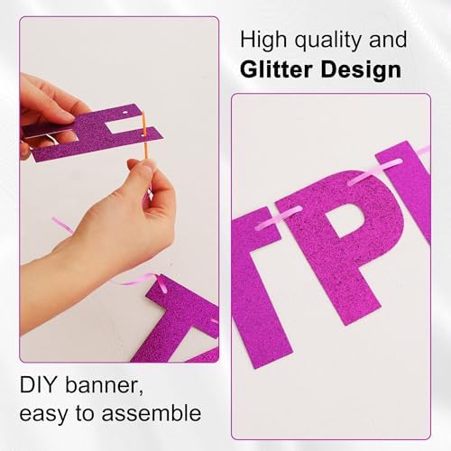 BEISHIDA Glitter Purple 116 PCS A-Z DIY Letter Custom Banner Party Decor - Image 3