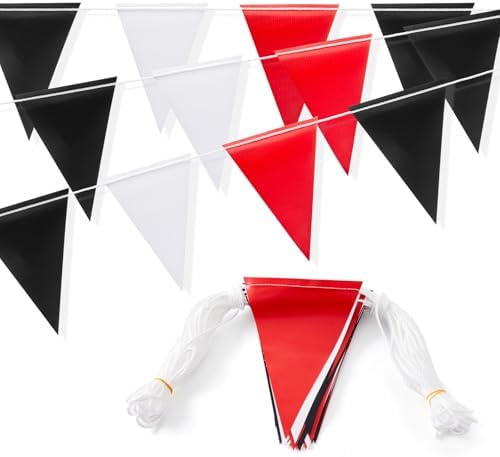 Pennant Banner Flags(RED+BLACK+WHITE+,45pcs,105FT) by Unknown