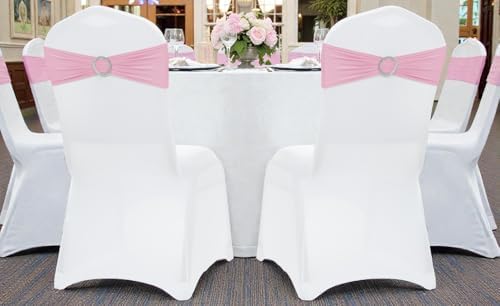 MDS Pack of 200 Spandex Chair Sashes for Wedding Party & Event – Pink - Image 6