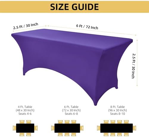 6-Pack 6ft Spandex Table Covers for Rectangle Standard Folding Tables - Wrinkle Resistant Stretch Tablecloths - Ultimate Fitted Table Protector for Parties, Trade Shows, Wedding - Image 4