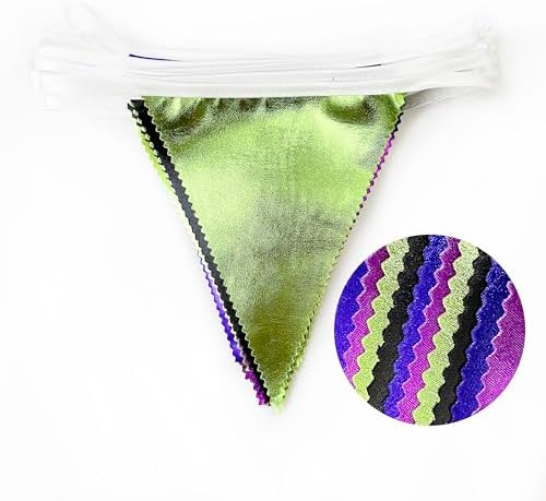 Video Game Party Decorations Black Blue Green Purple Metallic Fabric Triangle Pennant Banner Flag Bunting for Men Boys Birthday Graduations Retirement Wedding Bachelorette Video Game Party Supplies - Image 3
