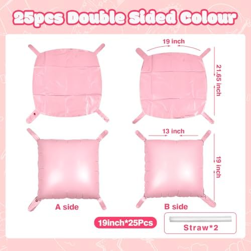 NISOCY 25PCS Matte Pastel Pink Square Foil Balloons Wall Backdrop - Image 2