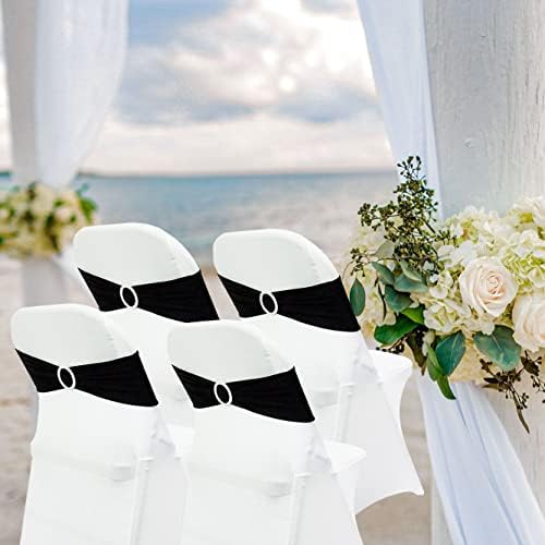 Spandex Chair Sashes Bands, Black, 30PCS - Image 2
