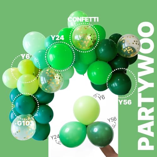 PartyWoo Green Balloons 66pcs 12 Inch Lime Emerald Hunter Forest Balloons - Image 3