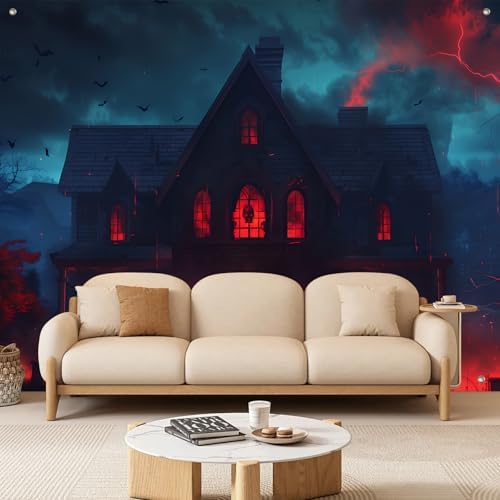 BlissYard Halloween Party Backdrop Haunted House Moon Scene 8x6ft - Image 2