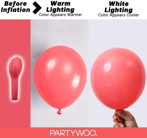 PartyWoo Coral Balloons 50pcs Pastel Red Coral Pink Color 12 Inch - Image 3