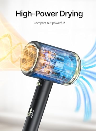 Hair Dryer, 150000RPM Ionic Blow Dryer with Diffuser, Black - Image 3