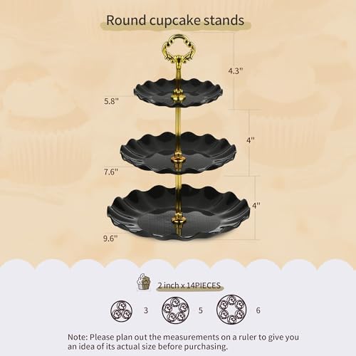 Pack of 11 NWK Cake Stand Set of Cupcake Stand, Tray & Table Cloth (Black) - Image 2