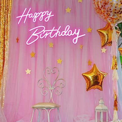 40"/23" Happy Birthday Neon Sign Large - Pink Happy Birthday Sign 12V - Happy Birthday Light Up Sign with Dimmable Switch - 2PCS Happy Birthday LED Sign for Backdrop, Party, Celebration, Decoration - Image 5