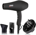 JINRI Hair Dryer, 1875W, 3 Heat & 2 Speed, with Diffuser, with Concentrator, Ionic Technology & Infrared - Black, Detachable Air Intake, Hanging Strap, Non-Foldable, 125V, JINRI-104 by Jinri